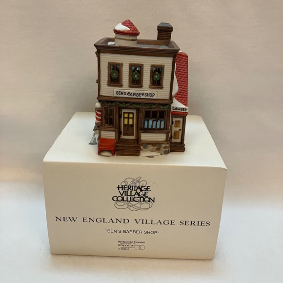 Department 56 Heritage Village Collection Ben's Barber Shop 1988 New‎ England - Picture 1 of 8